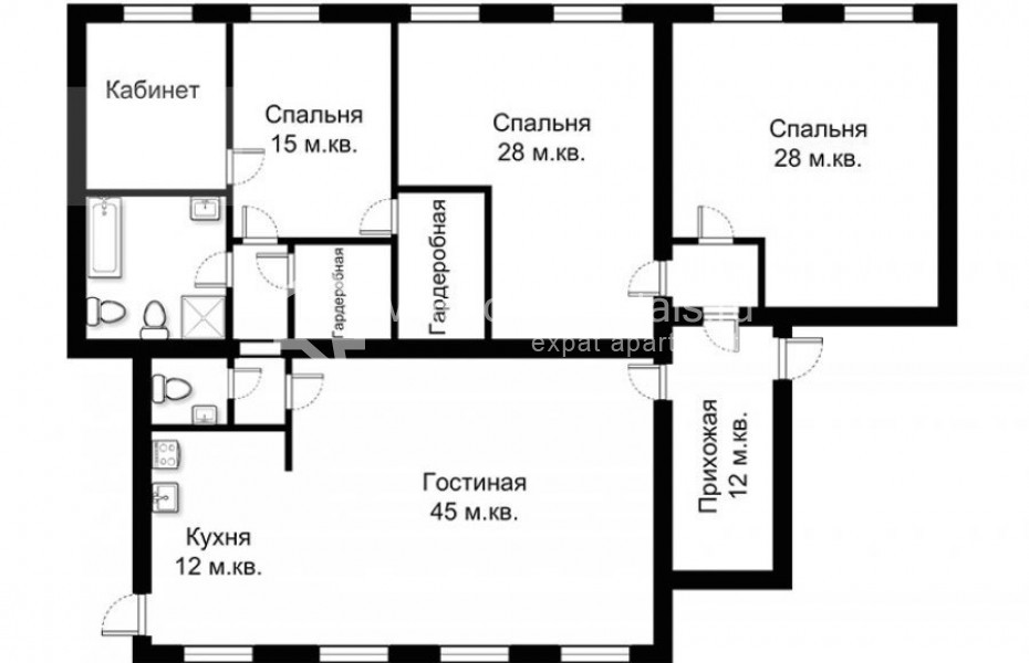 Photo #15 5-room (4 BR) apartment for <a href="http://moscow-rentals.ru/en/articles/long-term-rent" target="_blank">a long-term</a> rent
 in Russia, Moscow, Porkovka str, 19