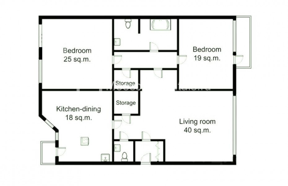 Photo #27 3-room (2 BR) apartment for <a href="http://moscow-rentals.ru/en/articles/long-term-rent" target="_blank">a long-term</a> rent
 in Russia, Moscow, Kursovoi lane, 8/2