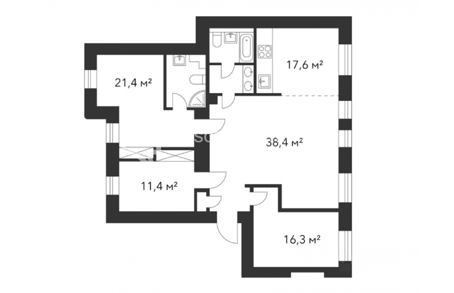 Photo #16 4-room (3 BR) apartment for <a href="http://moscow-rentals.ru/en/articles/long-term-rent" target="_blank">a long-term</a> rent
 in Russia, Moscow, Philippovskyi lane, 18