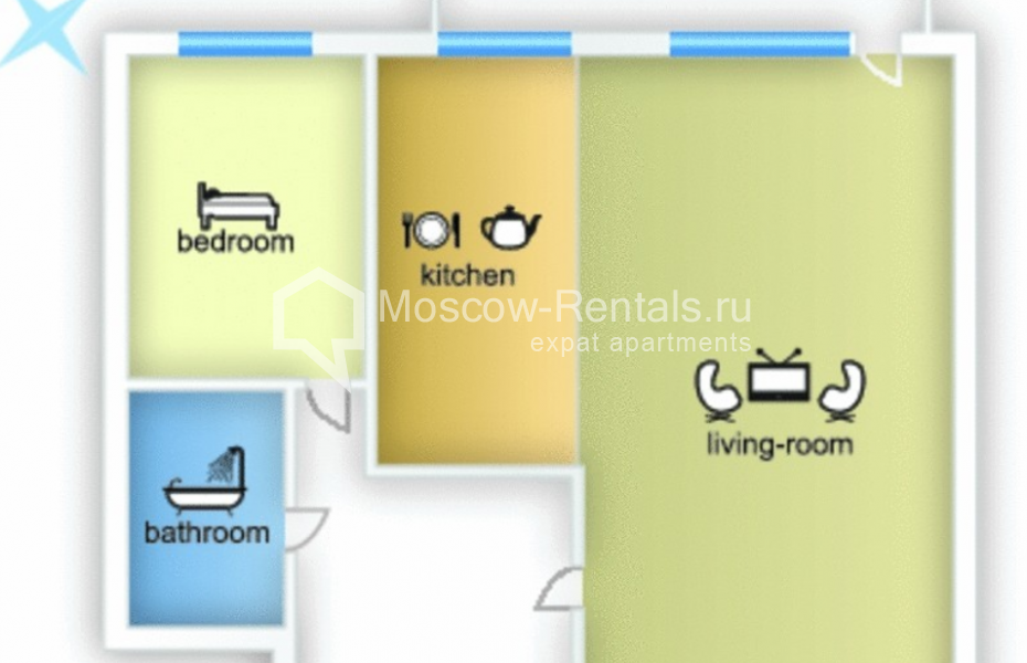 Photo #15 2-room (1 BR) apartment for <a href="http://moscow-rentals.ru/en/articles/long-term-rent" target="_blank">a long-term</a> rent
 in Russia, Moscow, 1st Zachatievsky lane, 4